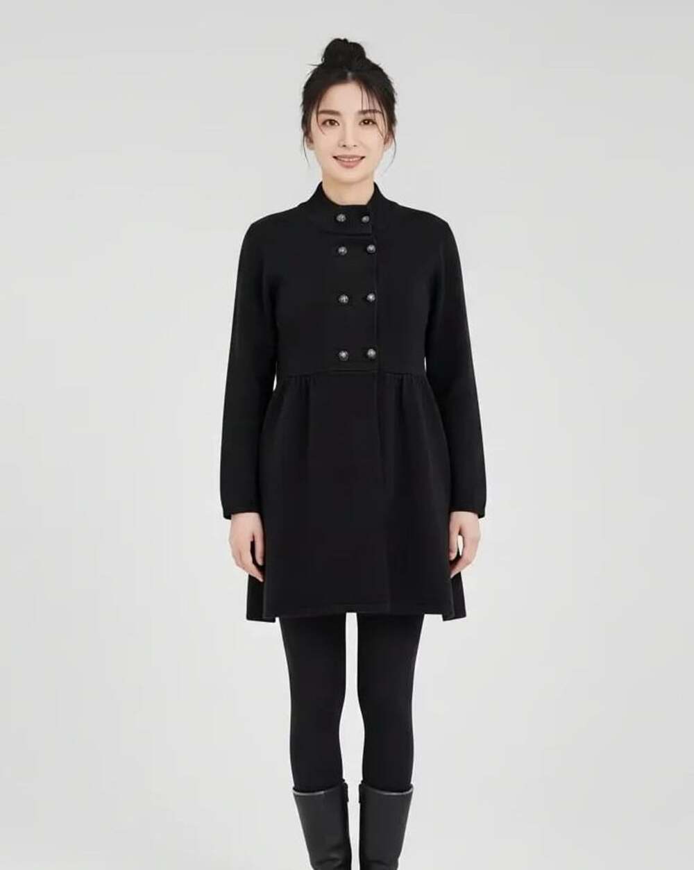 Style & Co Blk. Mock/Tunnel Neck Sweater Coat, 2X Military Style Dark Academia